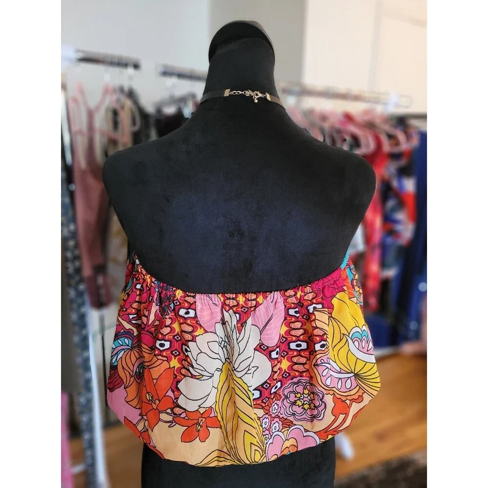 Girl Soul Womens Multicolor Tropical Floral Tube Top Size L Sleeveless Summer - Picture 3 of 11